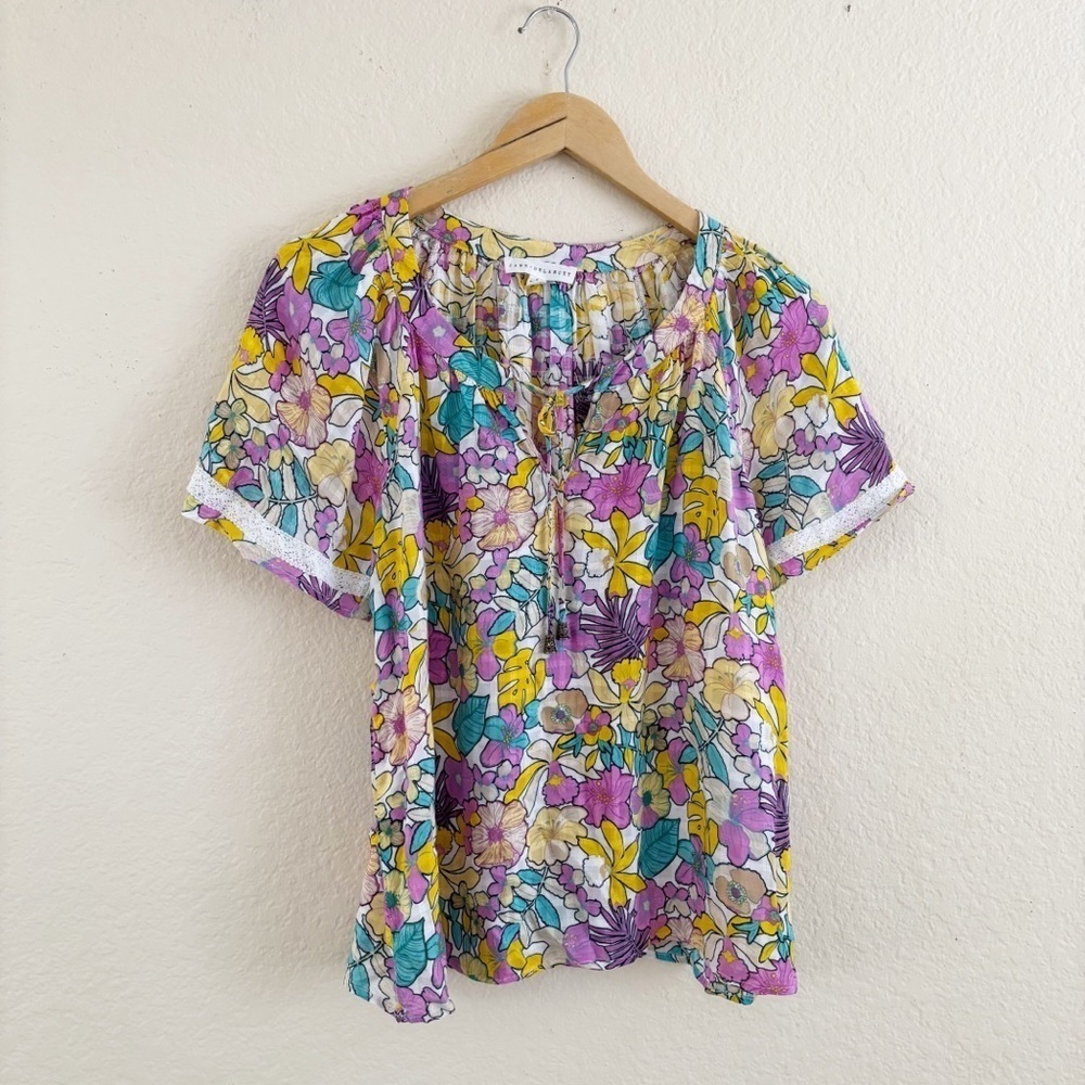 Jane + Delaney Floral tropical print blouse Size Small